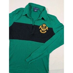 Vintage Ralph Lauren Rugby Long Sleeve Polo Shirt Crest Logo Medium Preppy